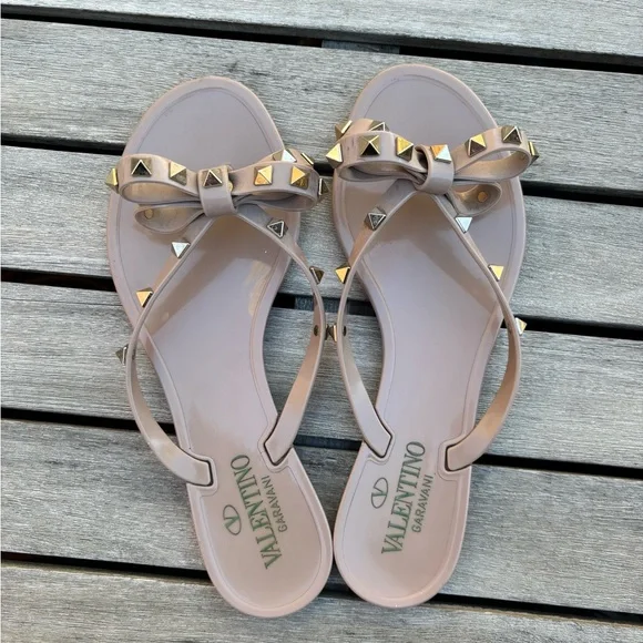 Valentino Tan Studded Sandals
